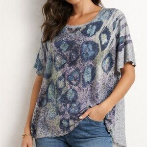 Buckle Daytrip Snakeskin Lace Back Top High Low Boho Tee Medium Gray